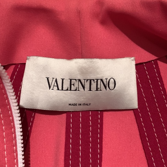 VALENTINO PANELED JACKET SALMON PINK RED ZIPPER FRONT HIGH NECK ITALIAN FABRIC 6 - Picture 13 of 15